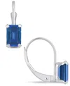 Macy's Gemstone Leverback Earrings In 10k White Gold In Sapphire