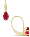 Macy's Gemstone Leverback Earrings In 10k Yellow Gold In Ruby