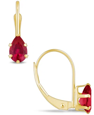 Macy's Gemstone Leverback Earrings In 10k Yellow Gold In Ruby