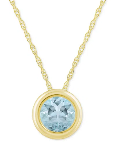 Macy's Gemstone Round 18" Pendant Necklace In 10k Yellow Gold (also In 10k White Gold)
