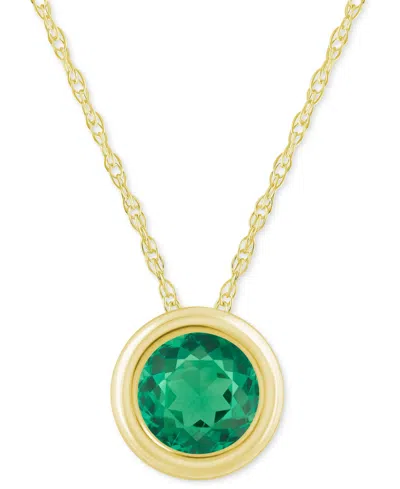 Macy's Gemstone Round 18" Pendant Necklace In 10k Yellow Gold (also In 10k White Gold)