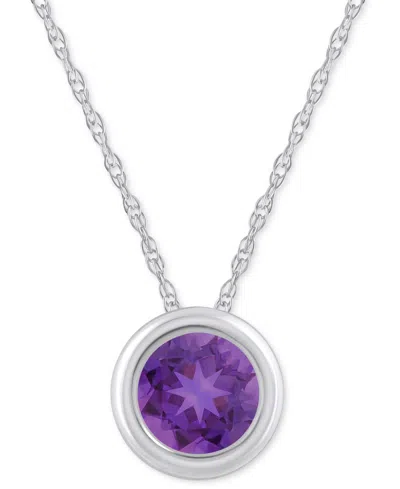 Macy's Gemstone Round 18" Pendant Necklace In 10k Yellow Gold (also In 10k White Gold) In Metallic