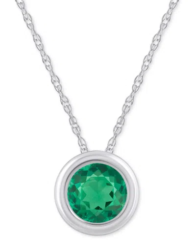 Macy's Gemstone Round 18" Pendant Necklace In 10k Yellow Gold (also In 10k White Gold) In Metallic