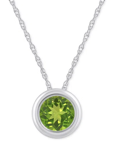 Macy's Gemstone Round 18" Pendant Necklace In 10k Yellow Gold (also In 10k White Gold) In Metallic