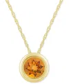 Macy's Gemstone Round 18" Pendant Necklace In 10k Yellow Gold (also In 10k White Gold) In Gold
