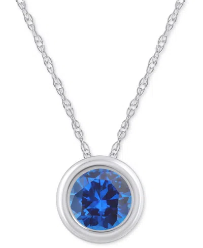 Macy's Gemstone Round 18" Pendant Necklace In 10k Yellow Gold (also In 10k White Gold) In Metallic