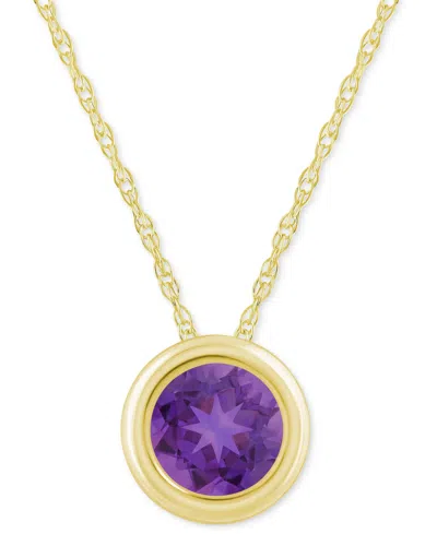 Macy's Gemstone Round 18" Pendant Necklace In 10k Yellow Gold (also In 10k White Gold)