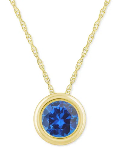 Macy's Gemstone Round 18" Pendant Necklace In 10k Yellow Gold (also In 10k White Gold) In Multi