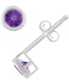 Macy's Gemstone Round Stud Earrings In 10k Yellow Gold Or White Gold In Amethyst,white Gold