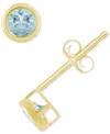 Macy's Gemstone Round Stud Earrings In 10k Yellow Gold Or White Gold In Blue Topaz,white Gold