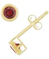 Macy's Gemstone Round Stud Earrings In 10k Yellow Gold Or White Gold In Garnet,gold