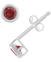 Macy's Gemstone Round Stud Earrings In 10k Yellow Gold Or White Gold In Garnet,white Gold