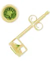 Macy's Gemstone Round Stud Earrings In 10k Yellow Gold Or White Gold In Peridot,gold
