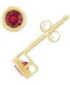 Macy's Gemstone Round Stud Earrings In 10k Yellow Gold Or White Gold In Ruby,gold