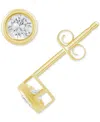 Macy's Gemstone Round Stud Earrings In 10k Yellow Gold Or White Gold In White Topaz,gold