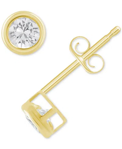 Macy's Gemstone Round Stud Earrings In 10k Yellow Gold Or White Gold In White Topaz,gold