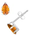 Macy's Gemstone Stud Earrings In 10k White Gold In Citrine