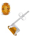 Macy's Gemstone Stud Earrings In 10k White Gold In Citrine