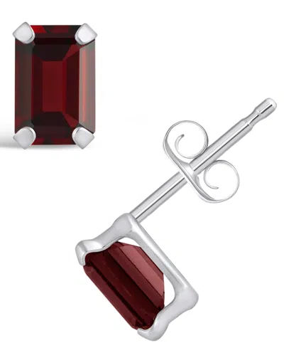 Macy's Gemstone Stud Earrings In 10k White Gold In Garnet