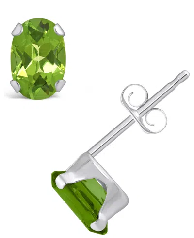 Macy's Gemstone Stud Earrings In 10k White Gold In Peridot