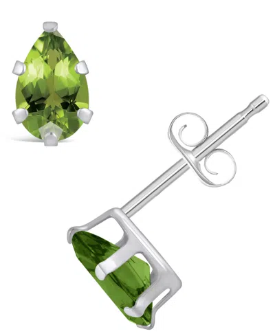 Macy's Gemstone Stud Earrings In 10k White Gold In Peridot