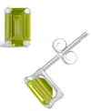 Macy's Gemstone Stud Earrings In 10k White Gold In Peridot