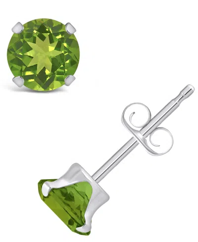 Macy's Gemstone Stud Earrings In 10k White Gold In Peridot