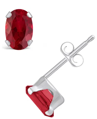 Macy's Gemstone Stud Earrings In 10k White Gold In Ruby