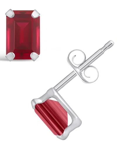 Macy's Gemstone Stud Earrings In 10k White Gold In Ruby