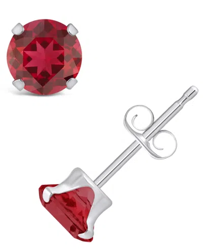Macy's Gemstone Stud Earrings In 10k White Gold In Ruby