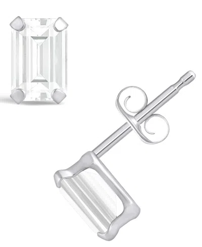Macy's Gemstone Stud Earrings In 10k White Gold In White Topaz