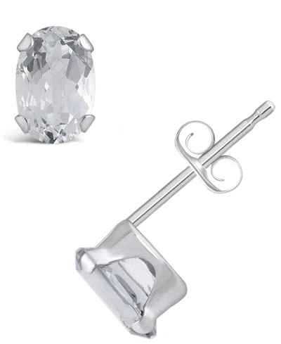 Macy's Gemstone Stud Earrings In 10k White Gold In White Topaz