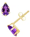 Macy's Gemstone Stud Earrings In 10k Yellow Gold In Amethyst