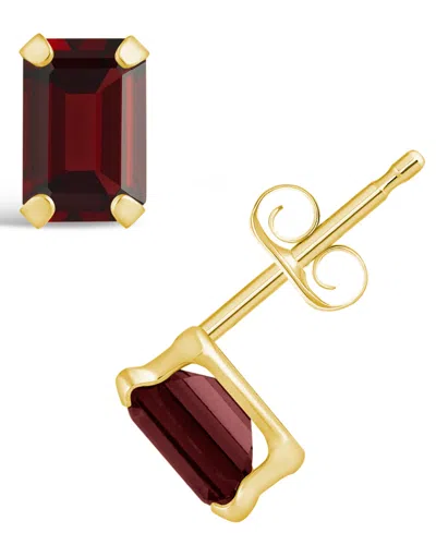 Macy's Gemstone Stud Earrings In 10k Yellow Gold In Garnet