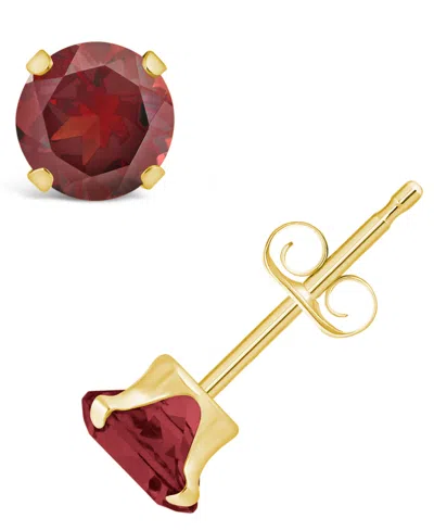 Macy's Gemstone Stud Earrings In 10k Yellow Gold In Garnet