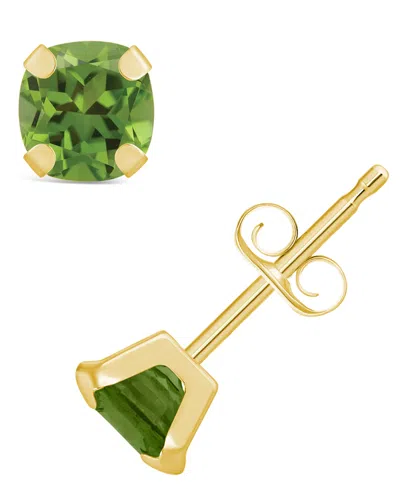 Macy's Gemstone Stud Earrings In 10k Yellow Gold In Peridot