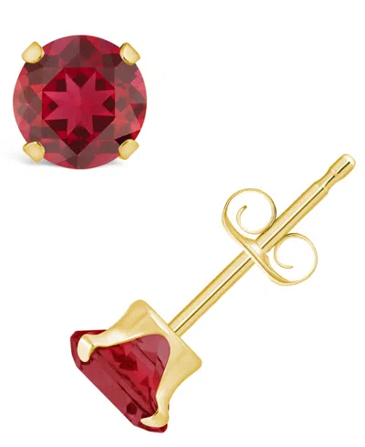 Macy's Gemstone Stud Earrings In 10k Yellow Gold In Ruby