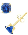 Macy's Gemstone Stud Earrings In 10k Yellow Gold In Sapphire