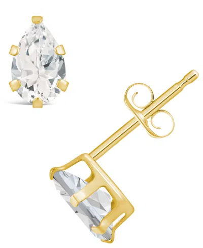 Macy's Gemstone Stud Earrings In 10k Yellow Gold In White Topaz