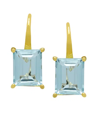 Macy's Genuine Blue Topaz Emerald-cut Drop Earrings (6-3/8 Ct. T.w.) In 14k Gold Over Sterling Silver