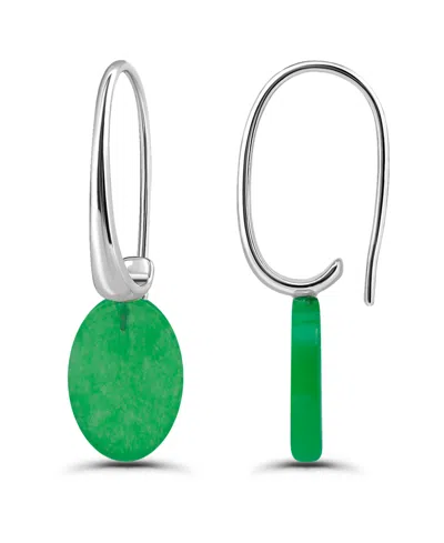 Macy's Genuine Howlite Chrysocolla On Hardwire Fishhook Closure Earrings In Silver,green Agate