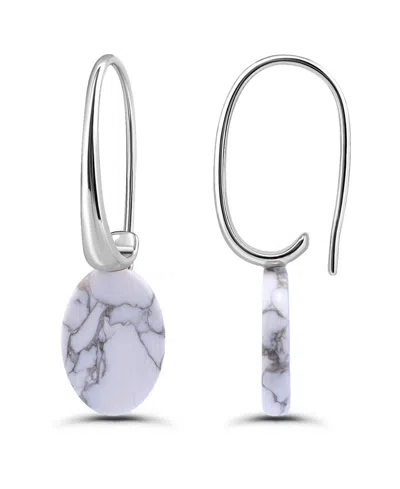 Macy's Genuine Howlite Chrysocolla On Hardwire Fishhook Closure Earrings In Silver,howlite