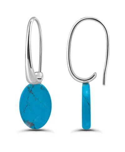 Macy's Genuine Howlite Chrysocolla On Hardwire Fishhook Closure Earrings In Silver,howlite Chry