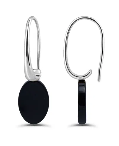 Macy's Genuine Howlite Chrysocolla On Hardwire Fishhook Closure Earrings In Silver,onyx