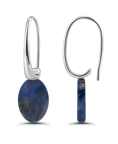 Macy's Genuine Howlite Chrysocolla On Hardwire Fishhook Closure Earrings In Silver,sodalite