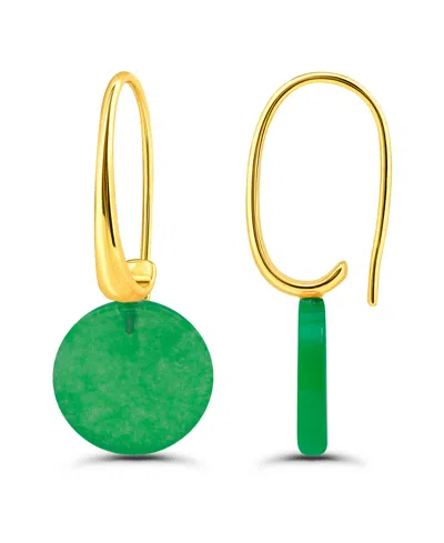 Macy's Genuine Howlite Chrysocolla Tear Drop On Hardwire Fishhook Closure Earrings In Gold,green Agate