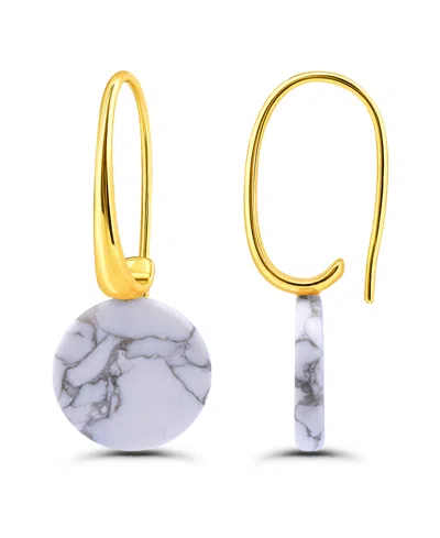 Macy's Genuine Howlite Chrysocolla Tear Drop On Hardwire Fishhook Closure Earrings In Gold,howlite