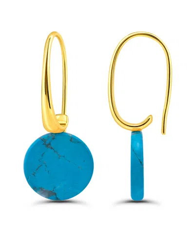 Macy's Genuine Howlite Chrysocolla Tear Drop On Hardwire Fishhook Closure Earrings In Gold,howlite Chrysocolla