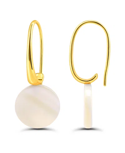 Macy's Genuine Howlite Chrysocolla Tear Drop On Hardwire Fishhook Closure Earrings In Gold,imitation Pearl