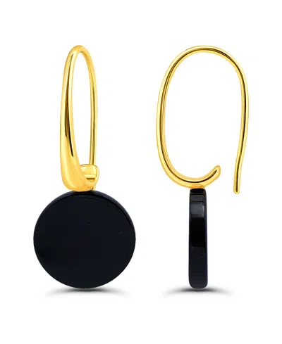 Macy's Genuine Howlite Chrysocolla Tear Drop On Hardwire Fishhook Closure Earrings In Gold,onyx